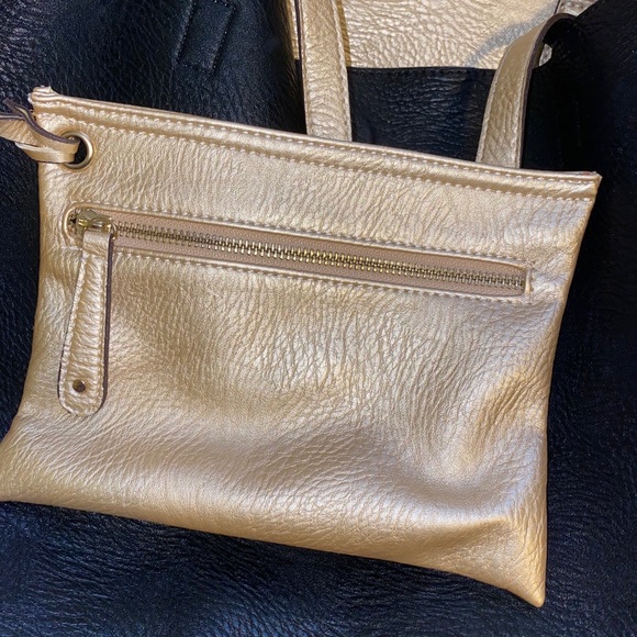 JustFab MONTAGE reversible black/gold tote - Picture 9 of 13